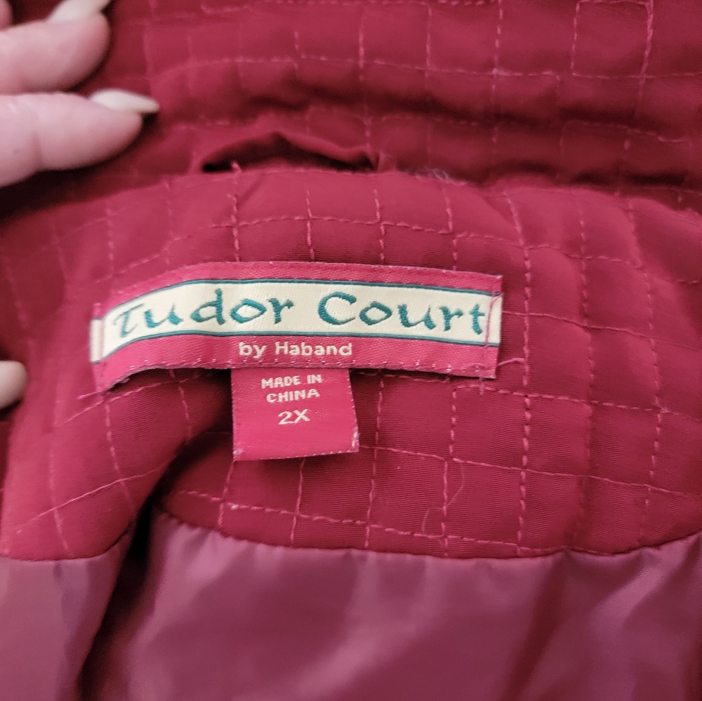 Tudor Court by Haband Red Quilted Snap Button Jacket Size 2X - Picture 4 of 14